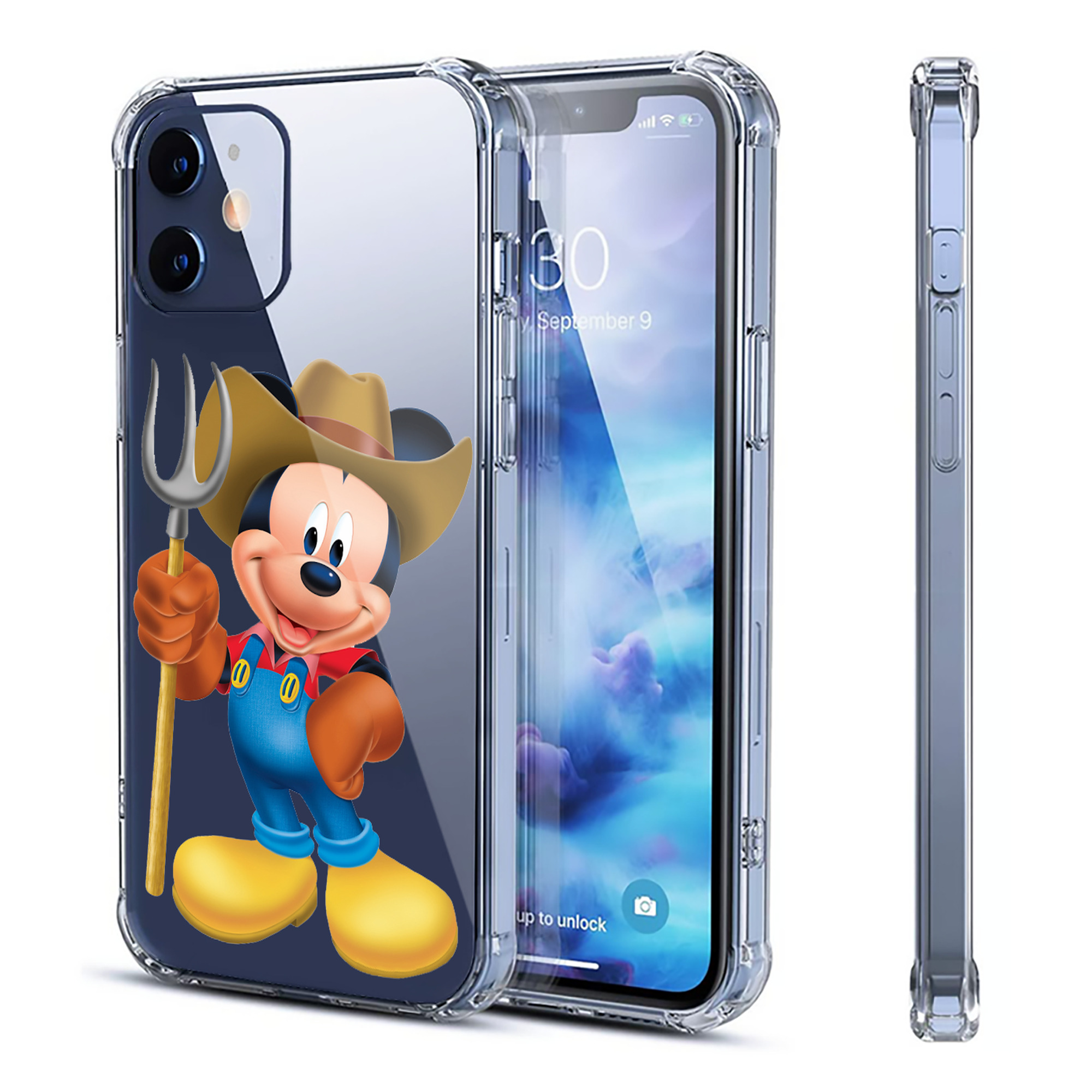 （画像用） ミッキーマウス Mickey Mouse 【iPhone 12シリーズ対応】透明スマホケース（クリアソフトケース）